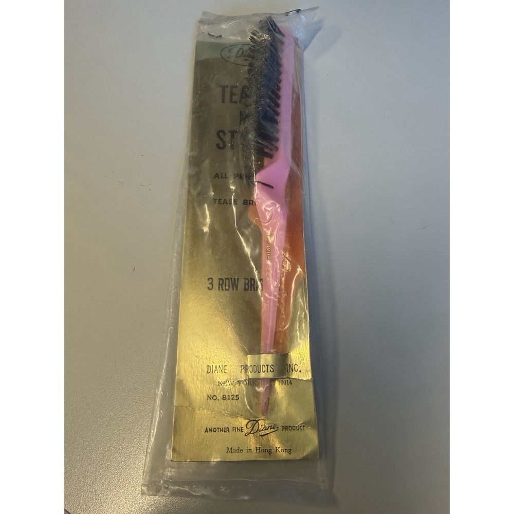 Vintage Diane Tease N Style 8125 Teasing Hair Brush Pink 3 Row NOS Sealed